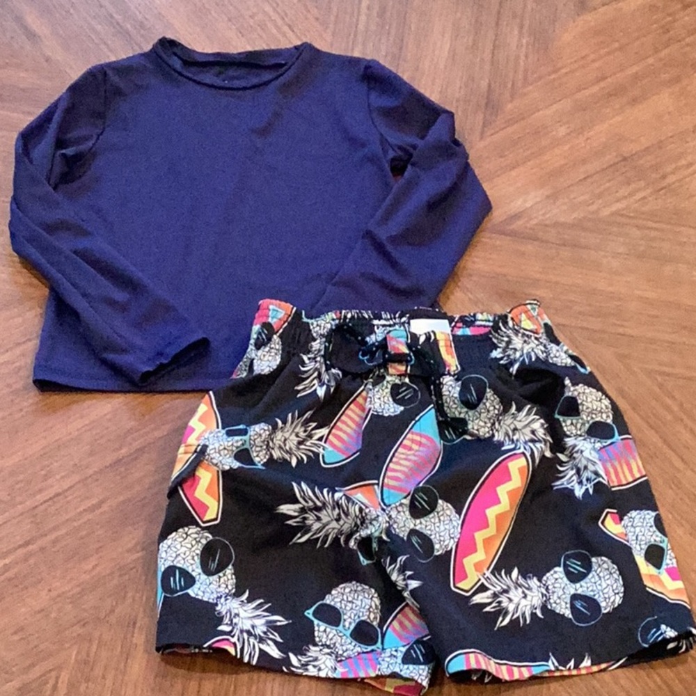 Cat & Jack Kids Swim Rashguard Set - Navy and Black